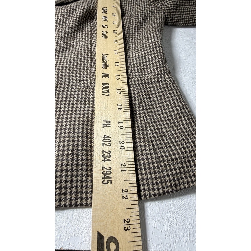 Talbots Petites 10 Wool Houndstooth Skirt Suit Set Blazer Jacket A-Line Brown - Picture 12 of 16